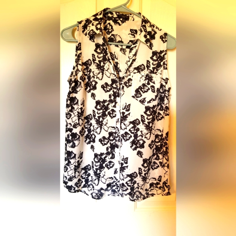 The LIMITED Black and White Floral Blouse
